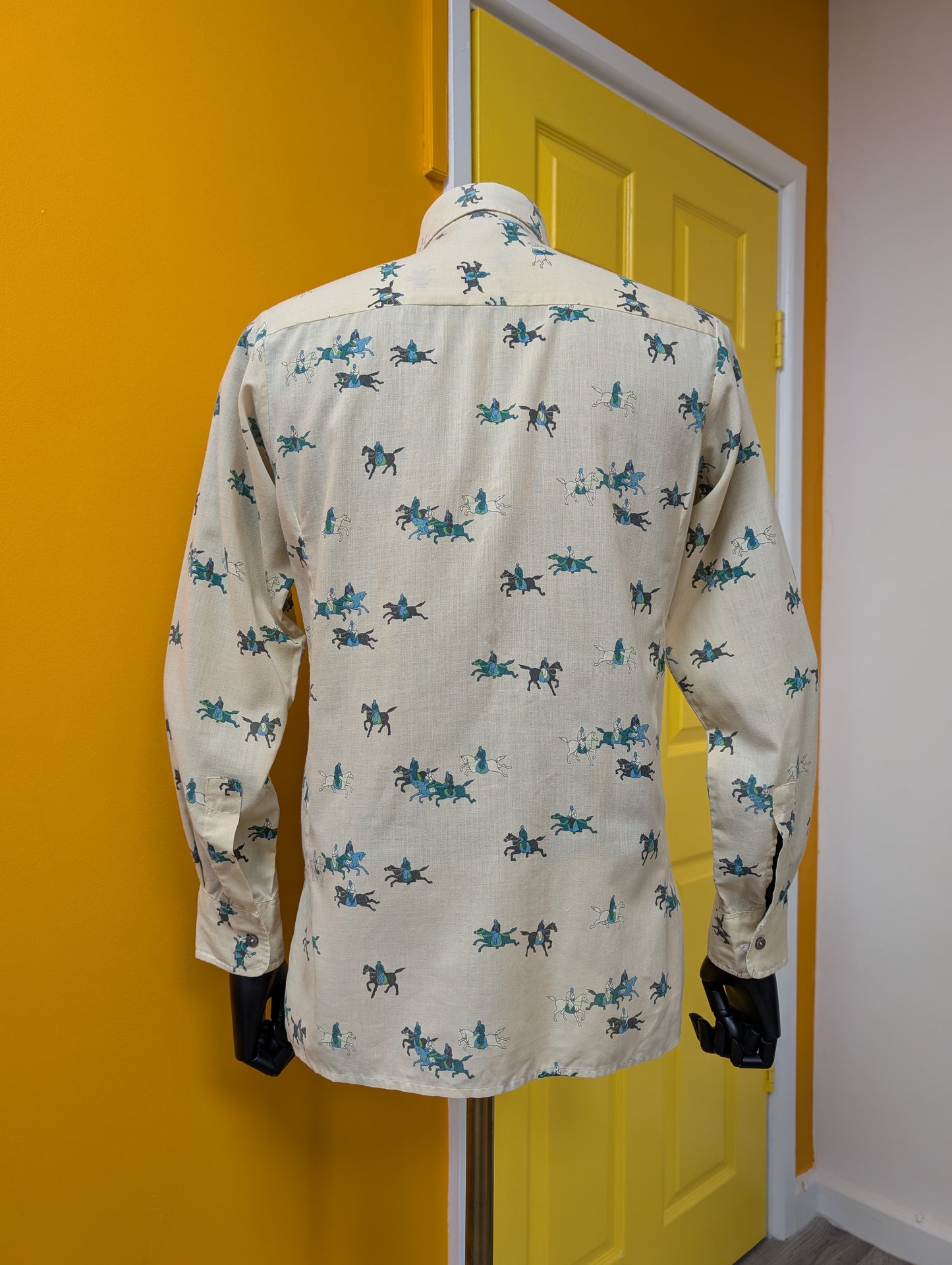 1970s Ben Sherman novelty horse print dagger collar shirt