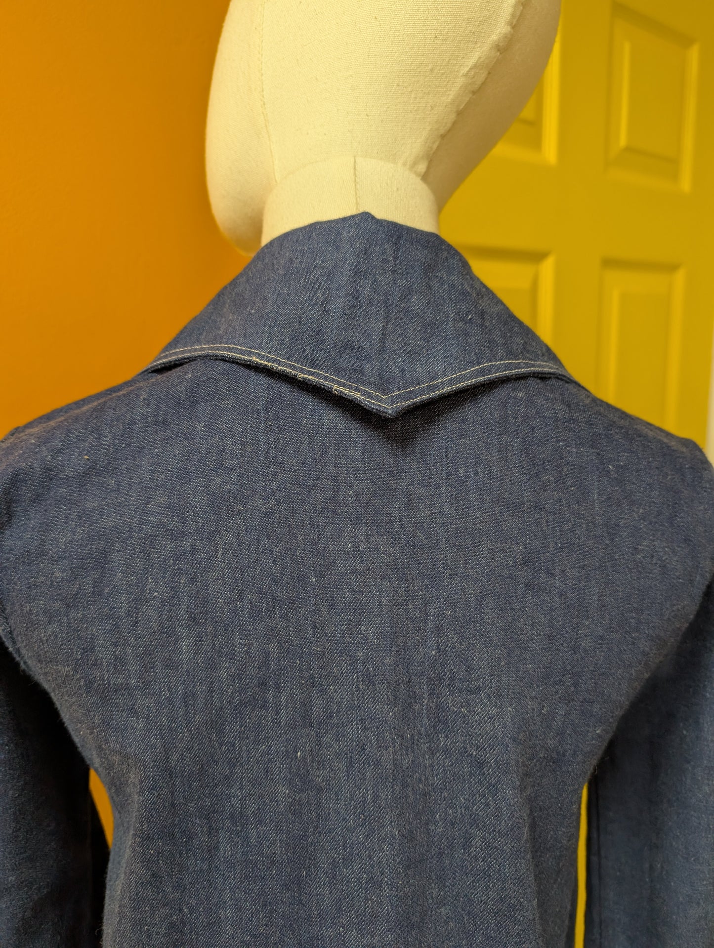 1970s embroidered denim top - XS/S