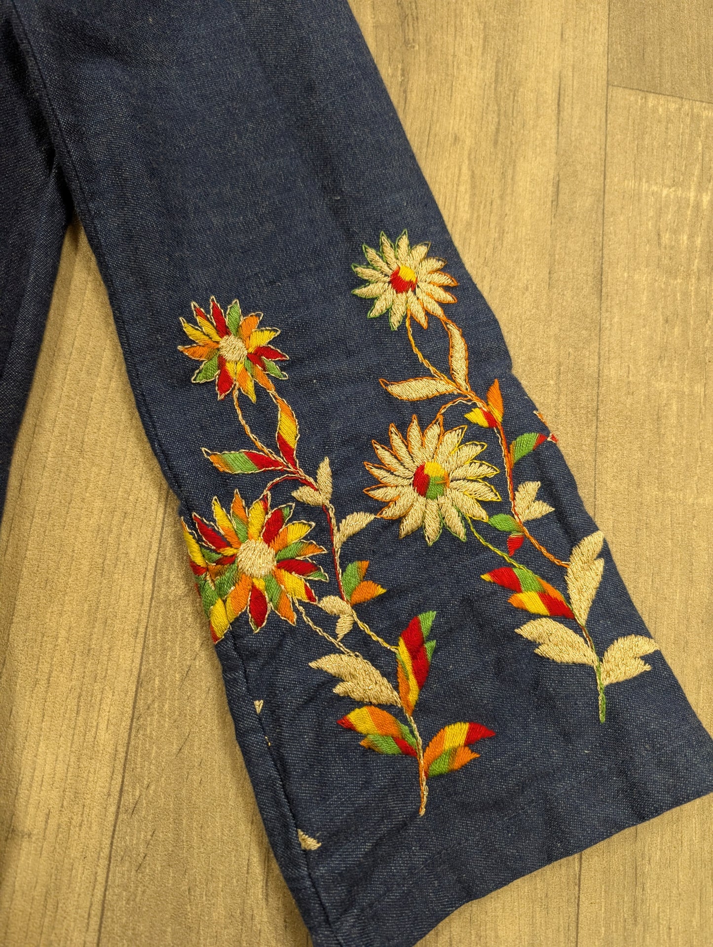 1970s embroidered denim top - XS/S