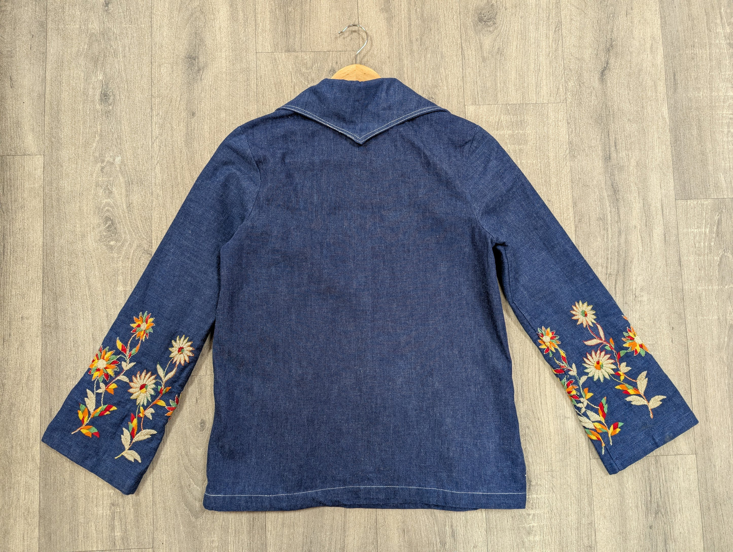 1970s embroidered denim top - XS/S