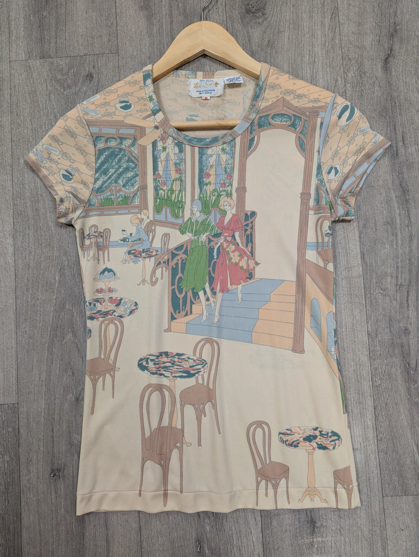 1970s Helen Sue novelty print nylon tee