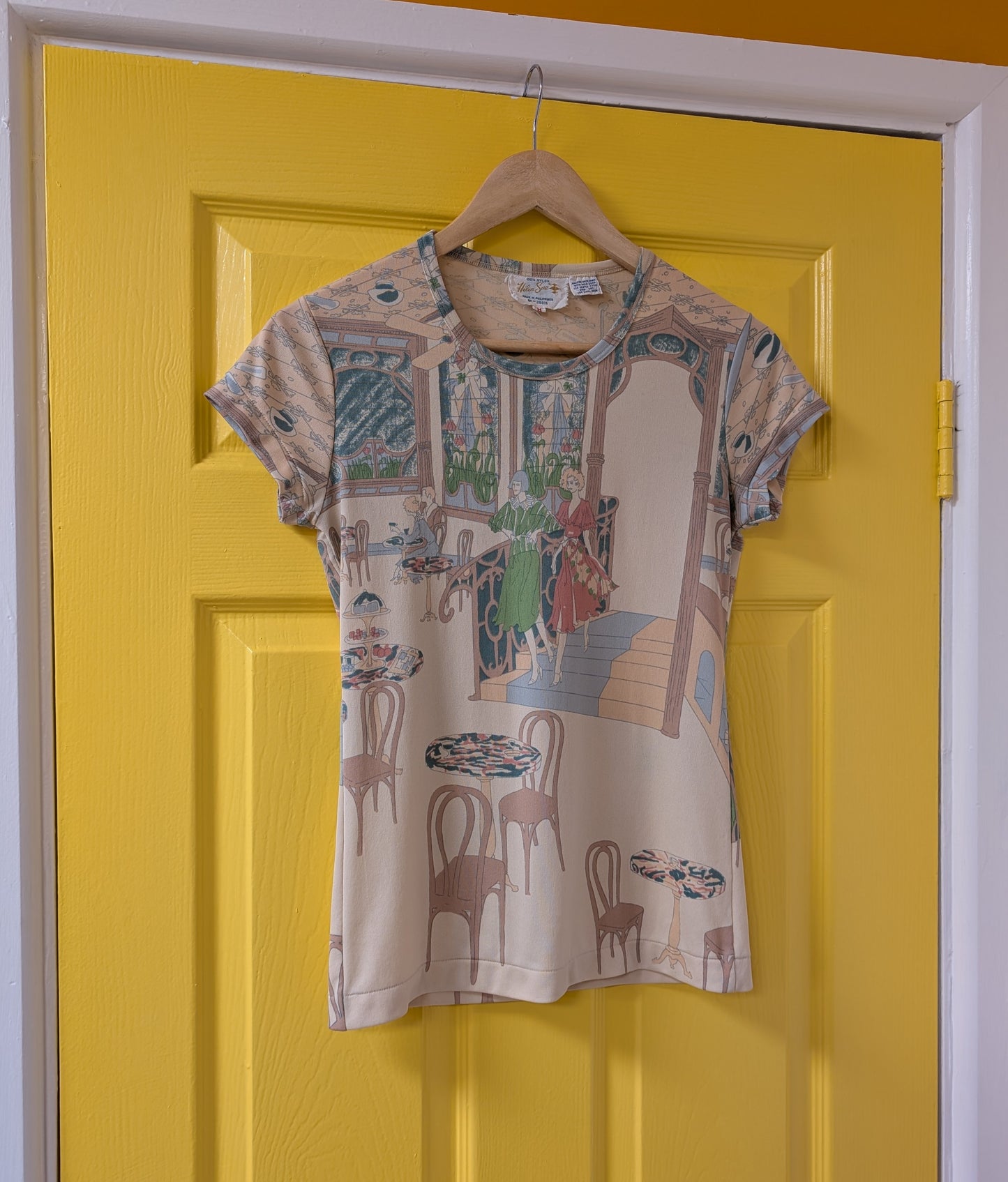 1970s Helen Sue novelty print nylon tee