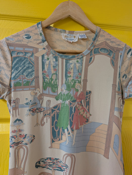 1970s Helen Sue novelty print nylon tee