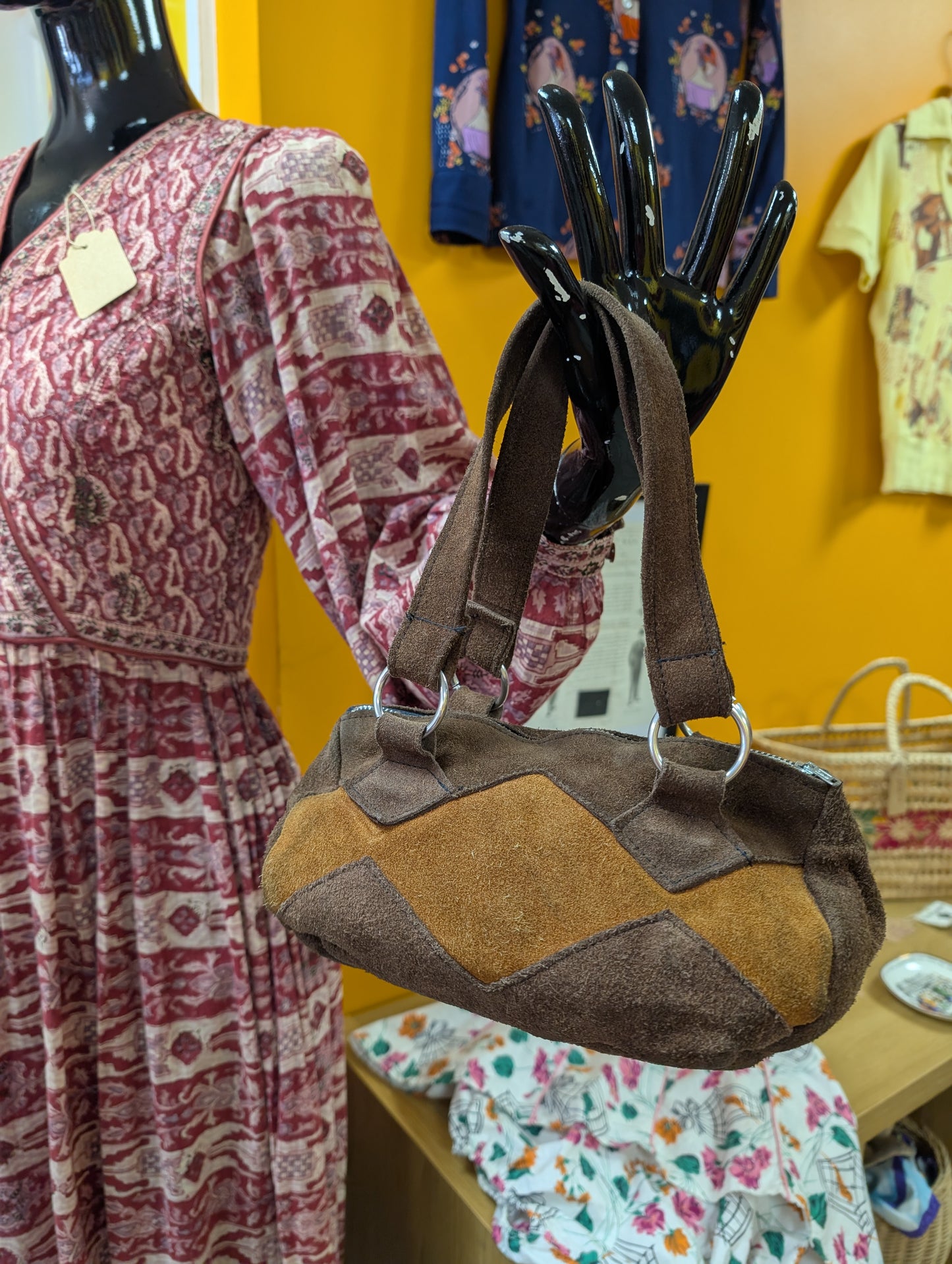 1970s brown suede bag