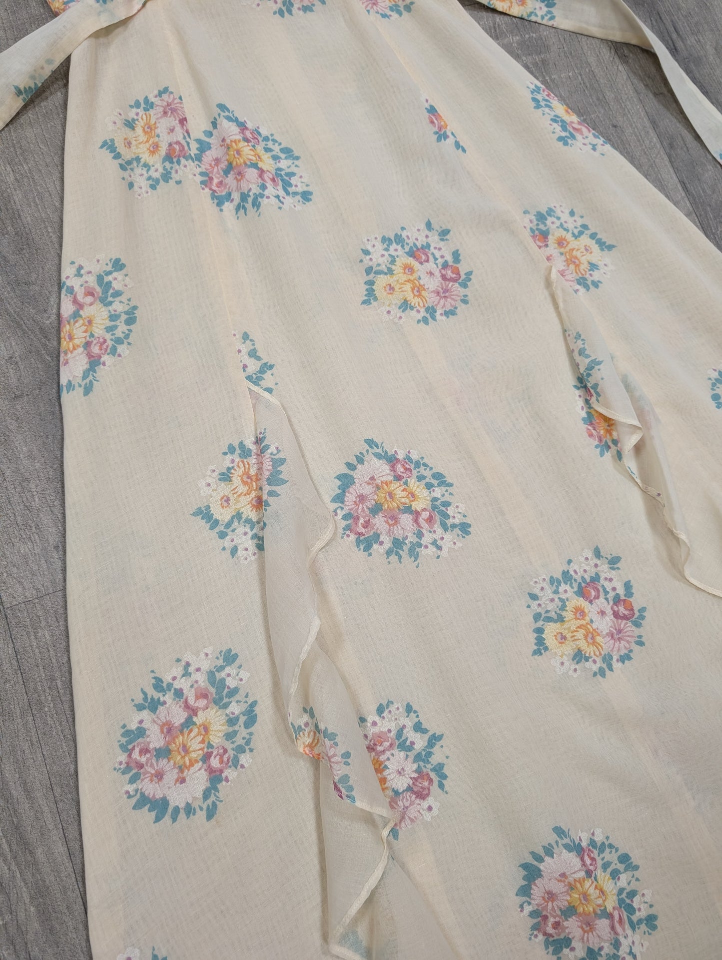 1970s Outlook sheer floral maxi dress - Size 8