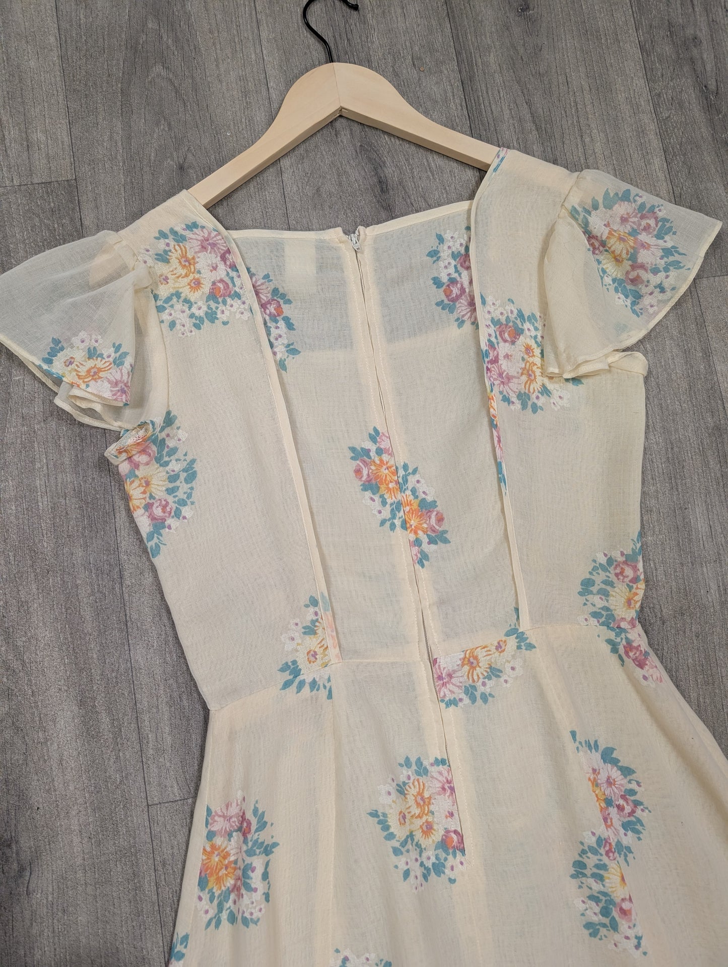 1970s Outlook sheer floral maxi dress - Size 8