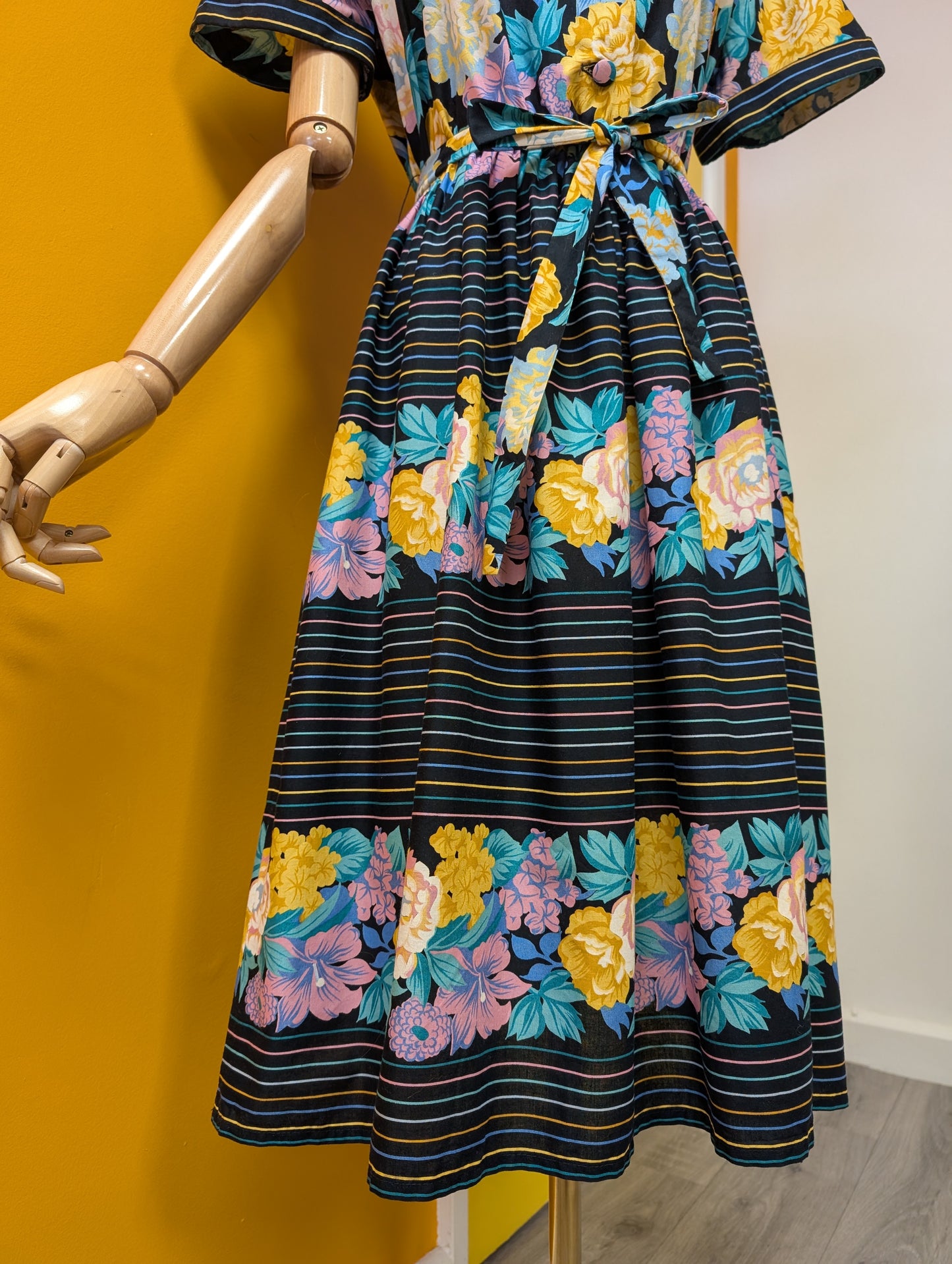 70s/80s Trina Lewis & Marjon Couture cotton dress - M/12