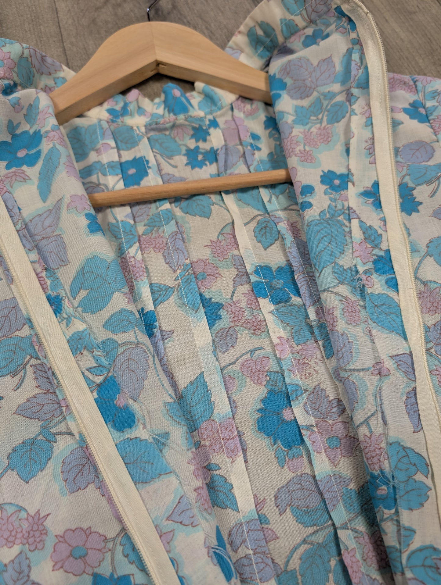 1970s blue floral maxi dress - S/8/10