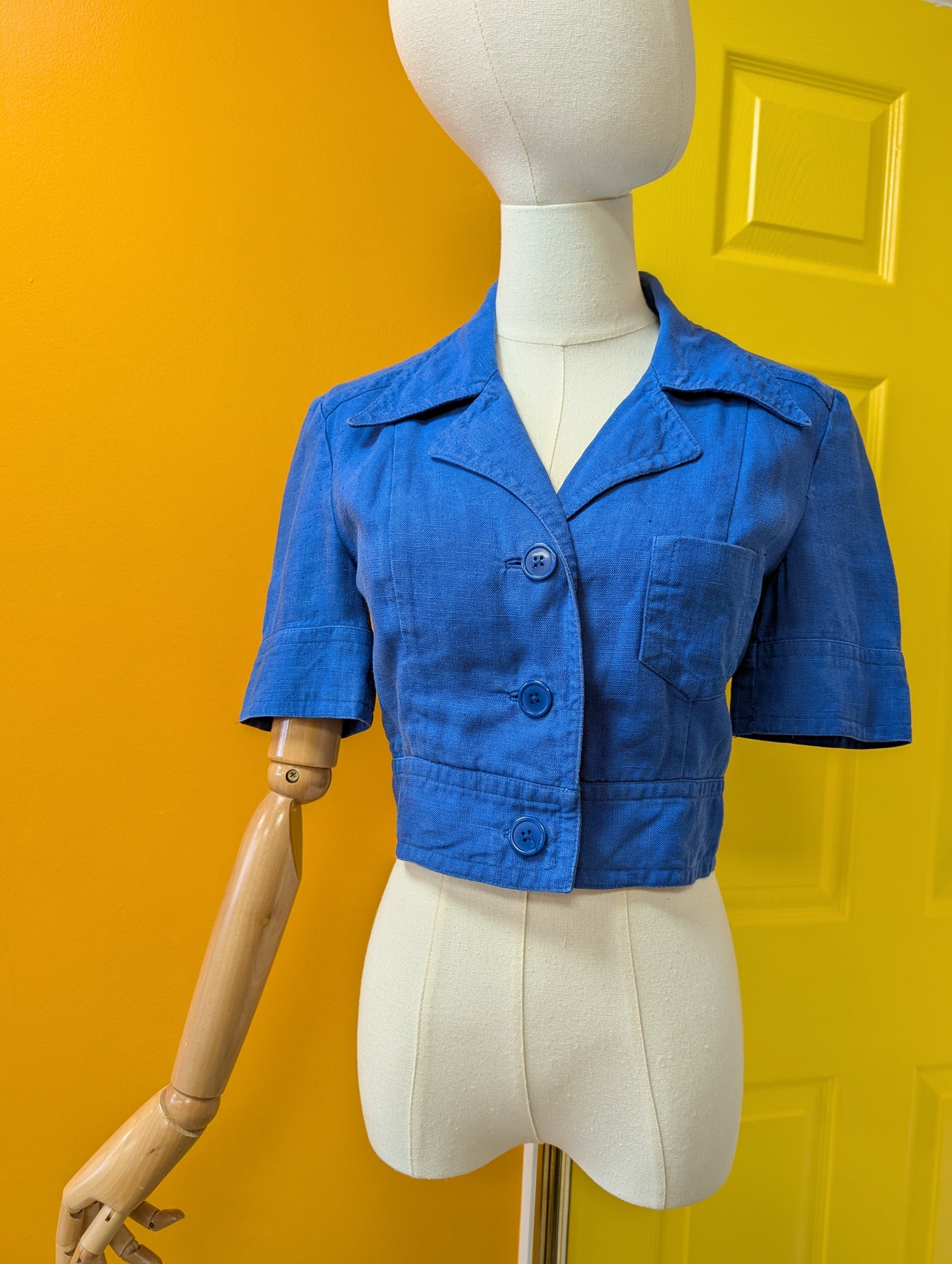 1970s Marion Foale and Sally Tuffin blue jacket - XS/S