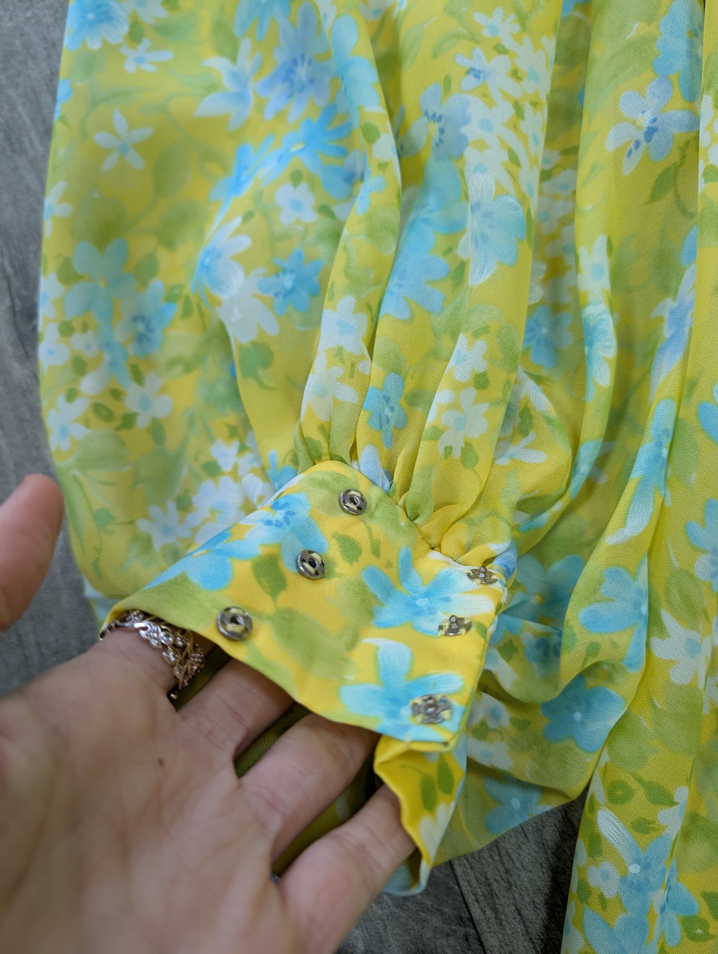 1970s floral balloon sleeve maxi dress - XS/6/8
