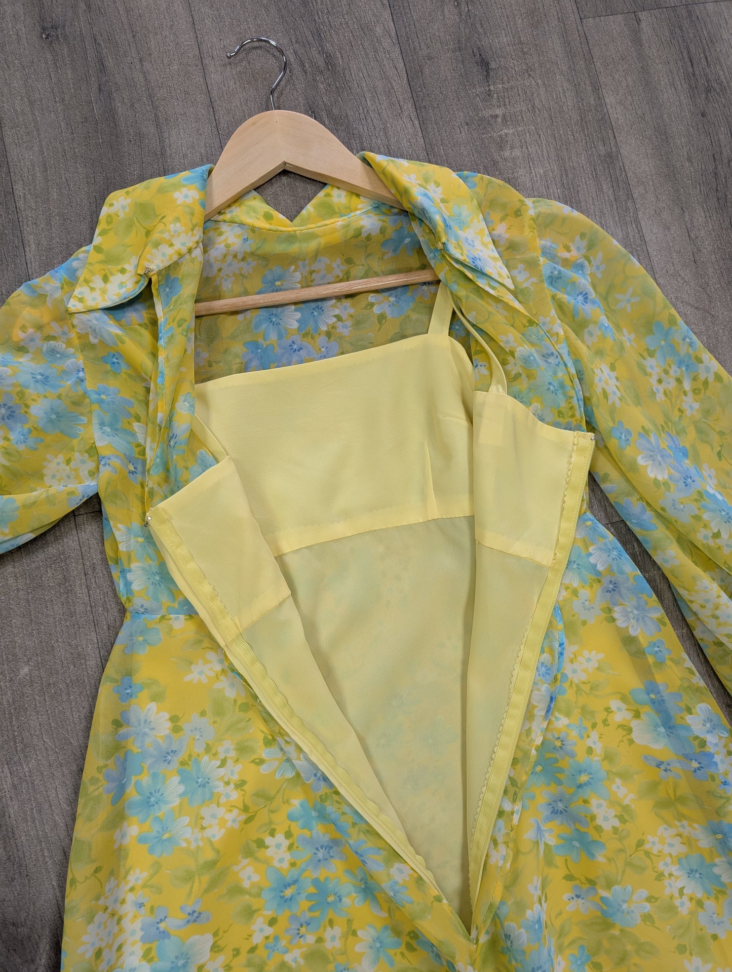1970s floral balloon sleeve maxi dress - XS/6/8