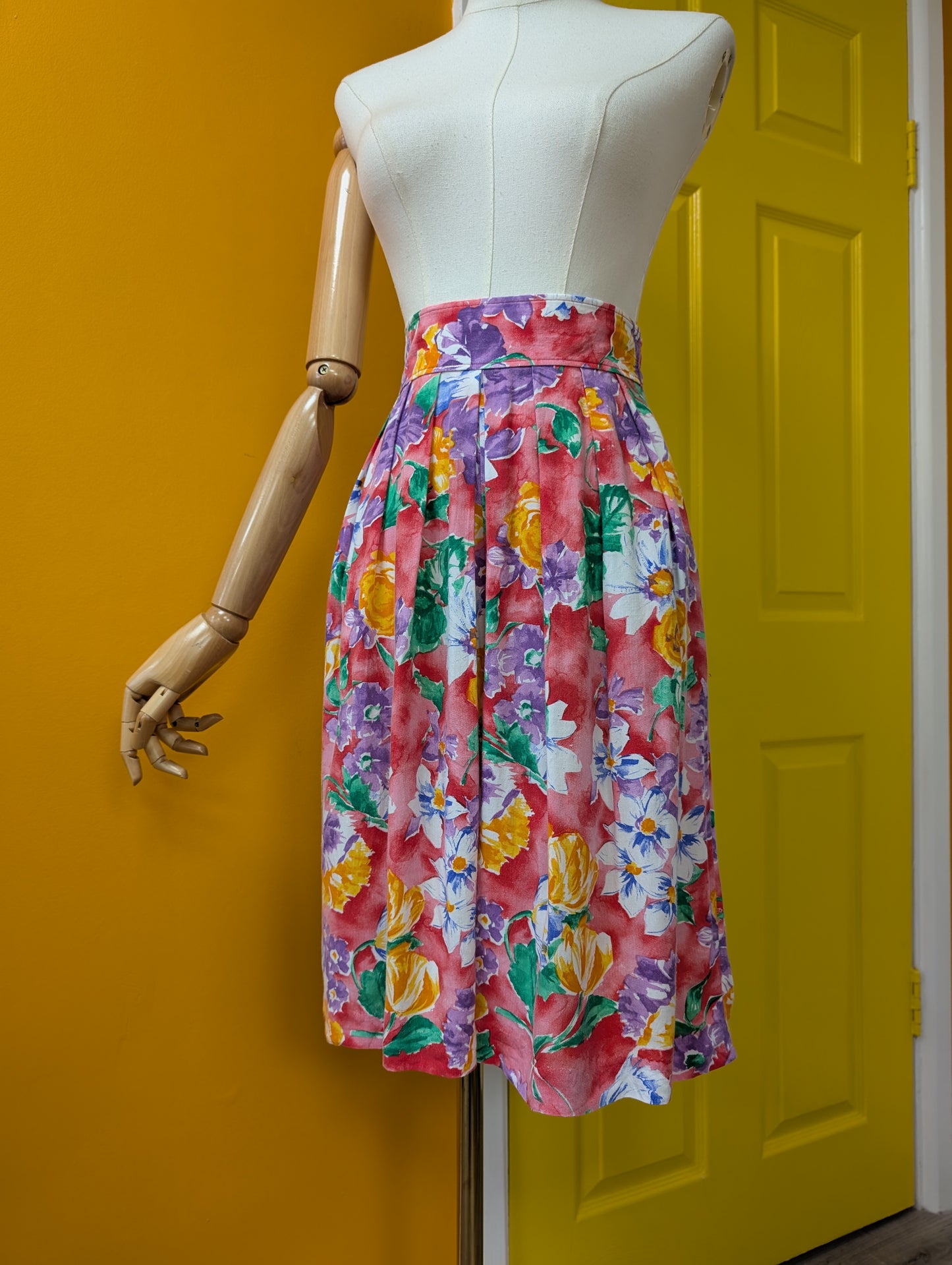 1980s Bouton d'Or pink floral culottes - XS/S