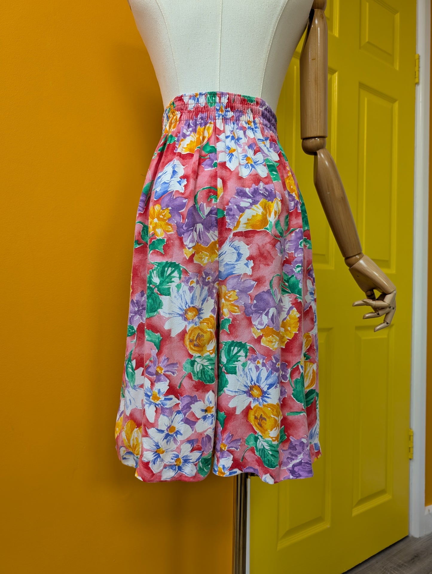 1980s Bouton d'Or pink floral culottes - XS/S