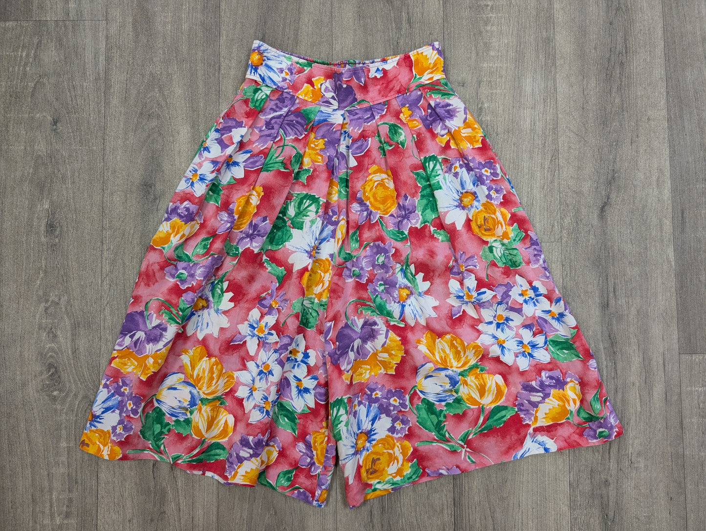 1980s Bouton d'Or pink floral culottes - XS/S
