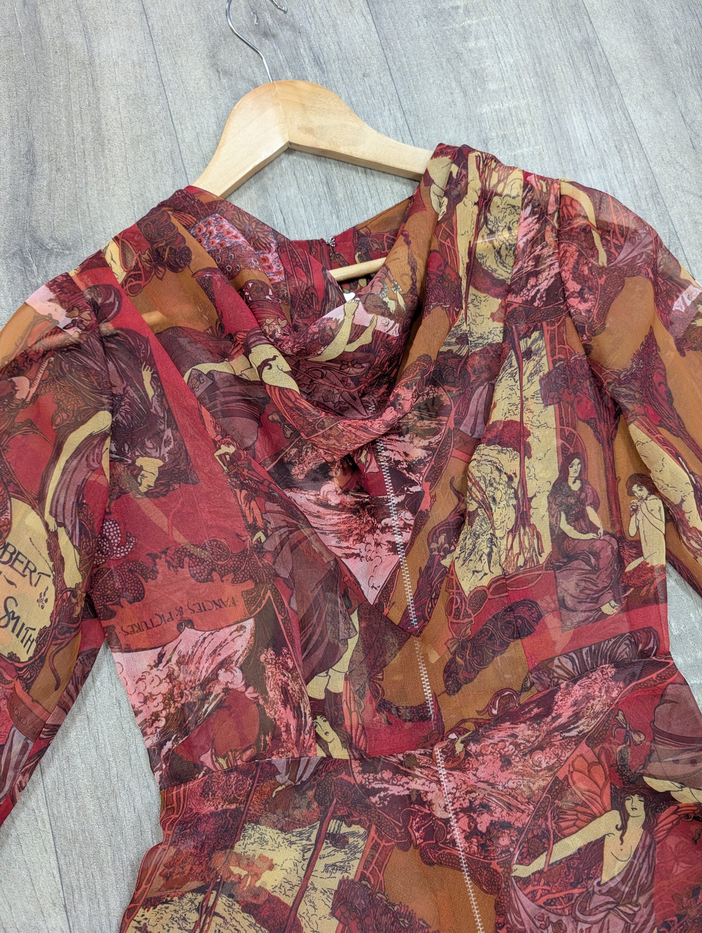 60s/70s novelty print sheer dress - XS