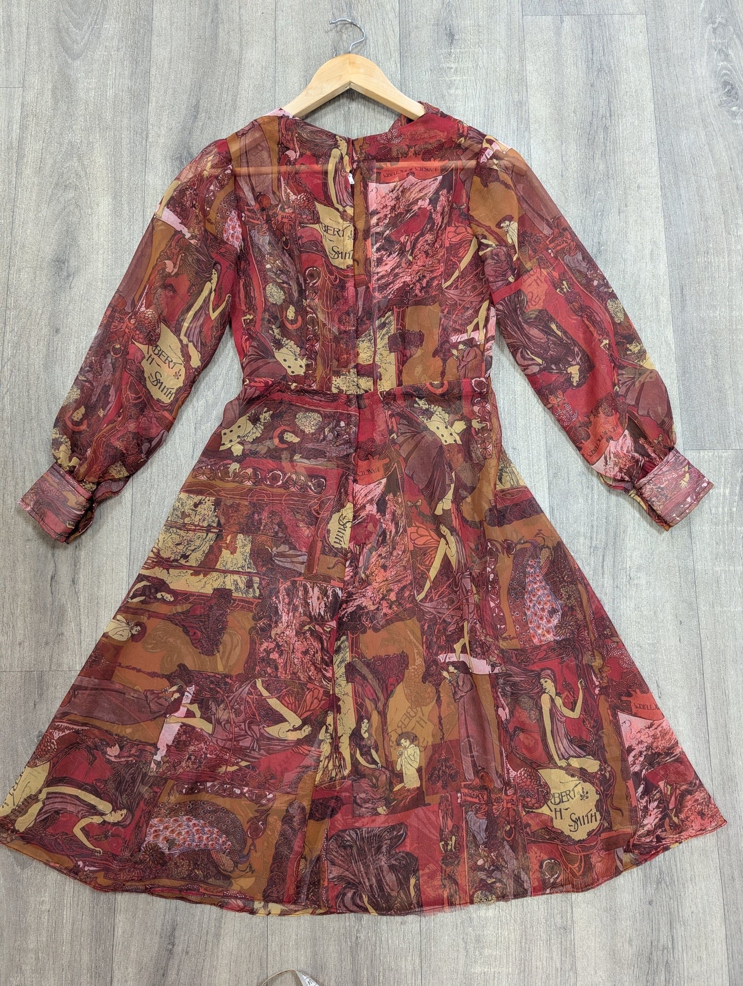 60s/70s novelty print sheer dress - XS