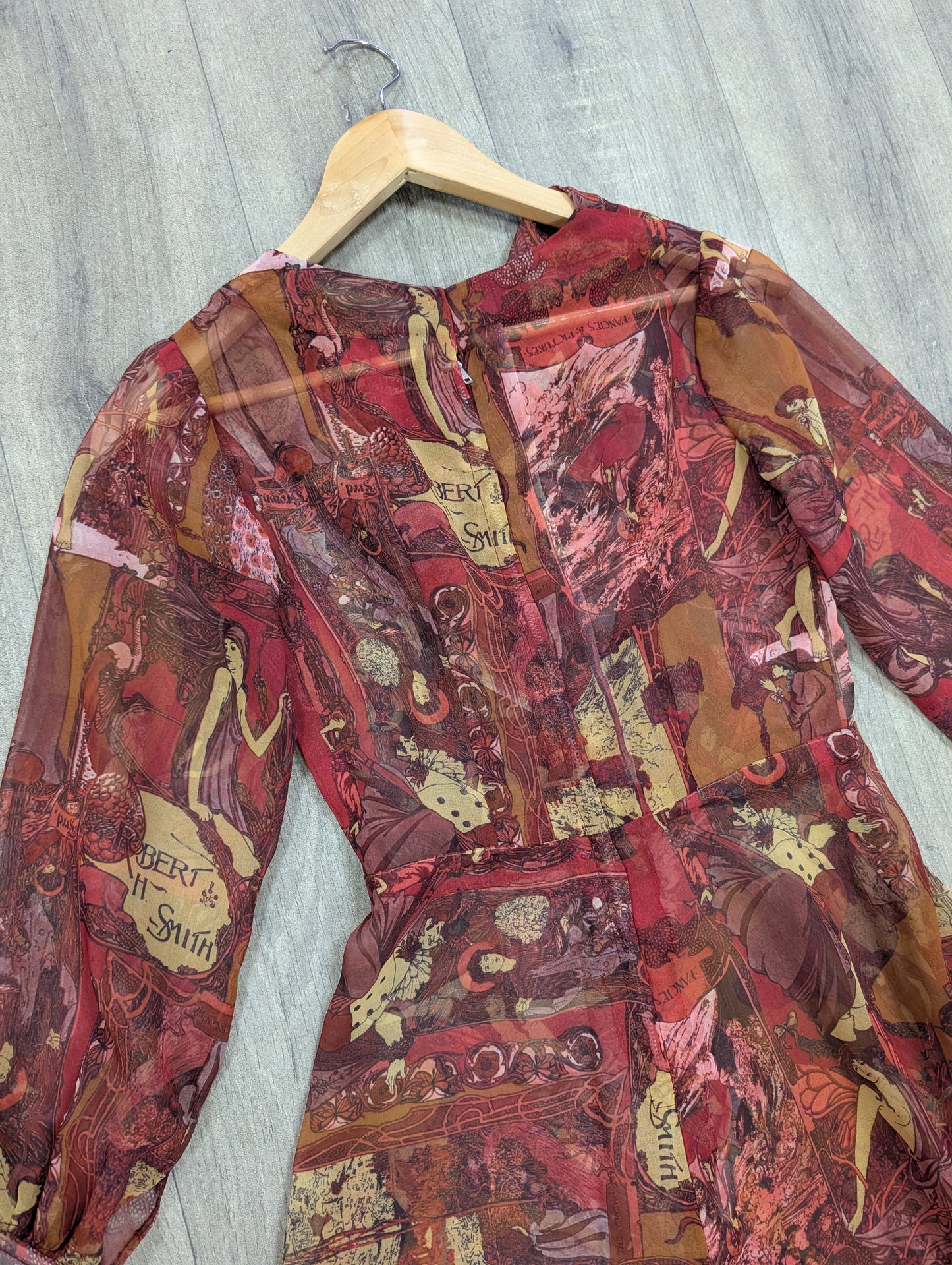 60s/70s novelty print sheer dress - XS