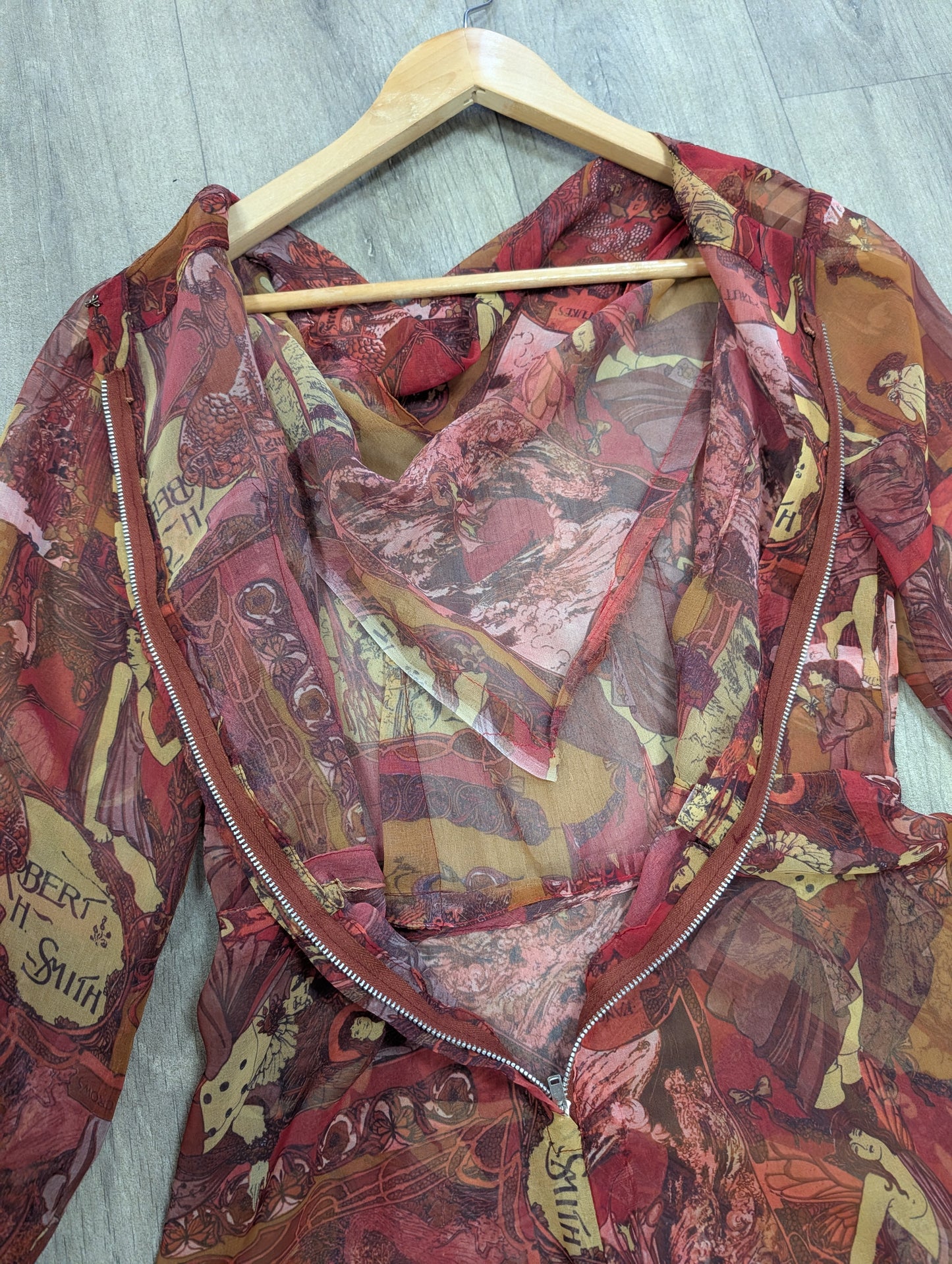 60s/70s novelty print sheer dress - XS