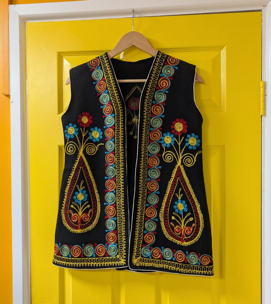 Embroidered wool waistcoat - S