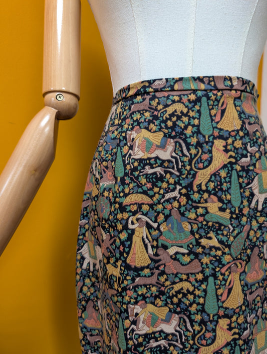 1970s medieval Liberty print skirt - 24" waist