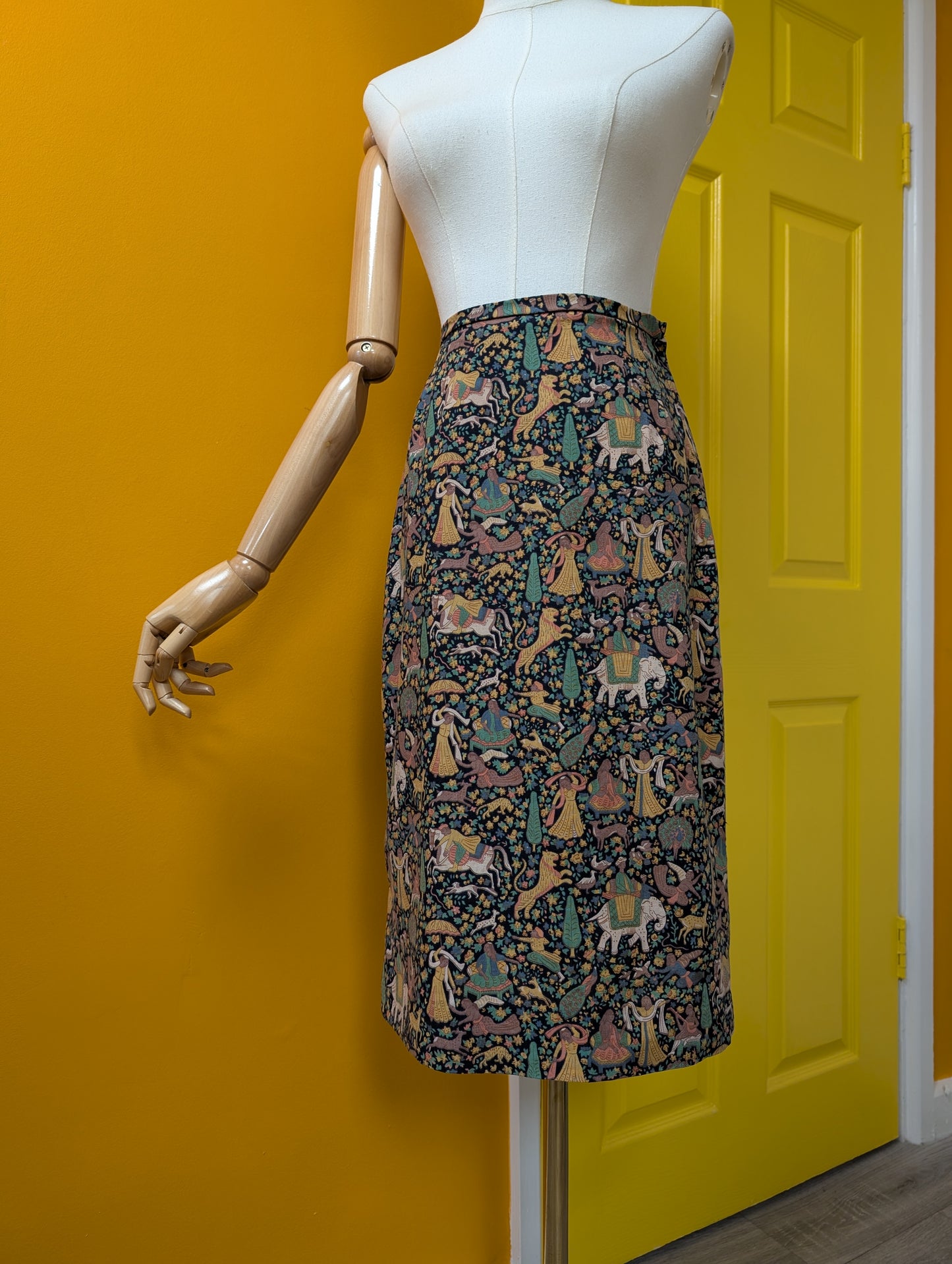 1970s medieval Liberty print skirt - 24" waist