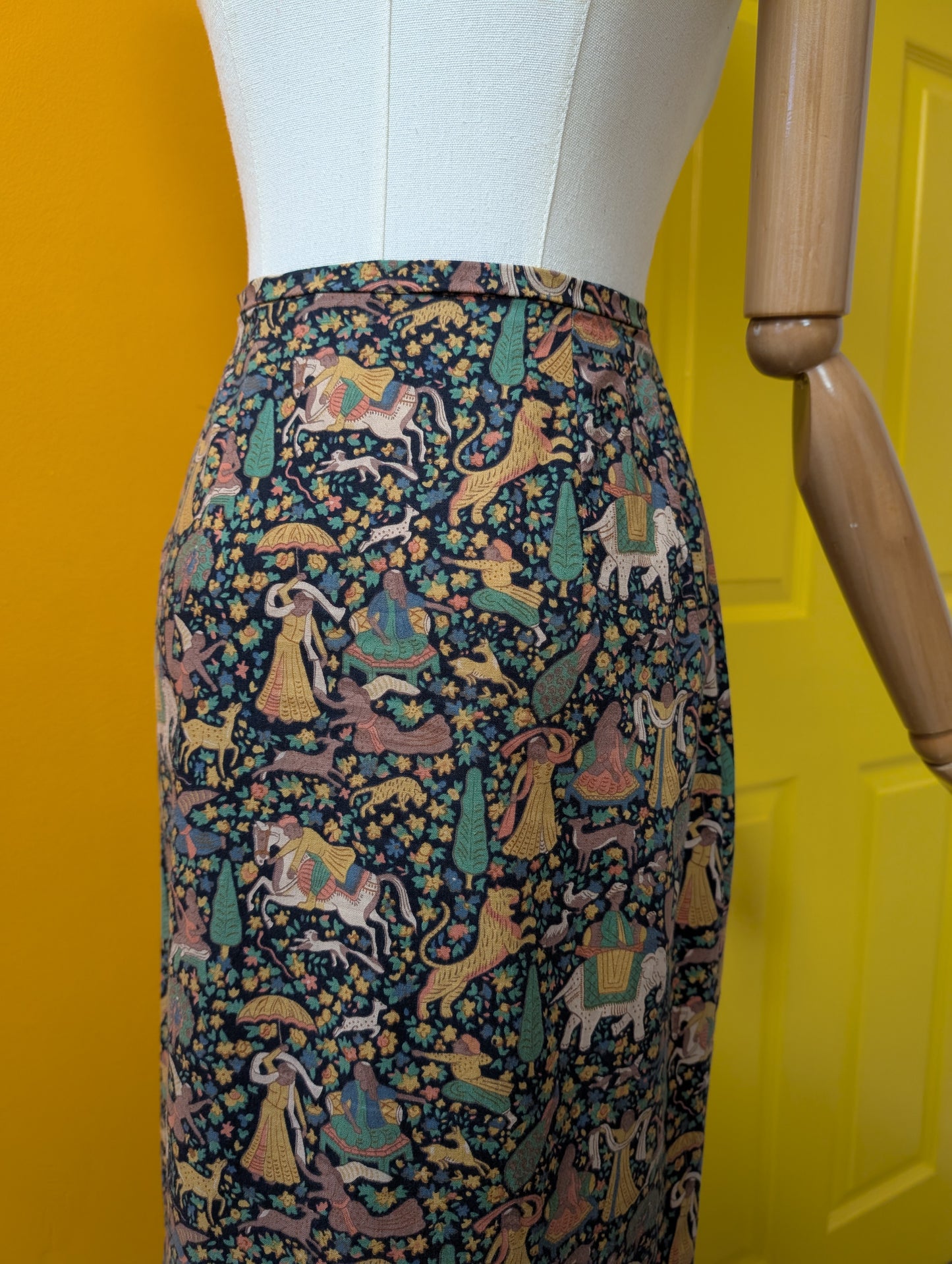 1970s medieval Liberty print skirt - 24" waist