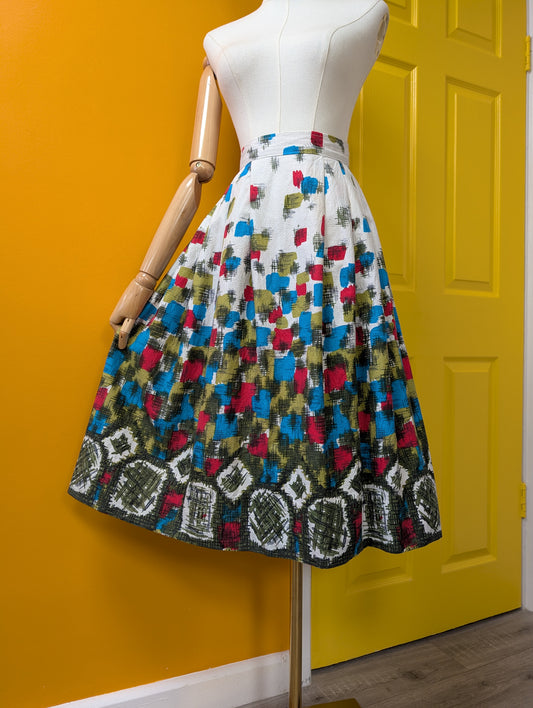 50s/60s cotton skirt - 28" waist