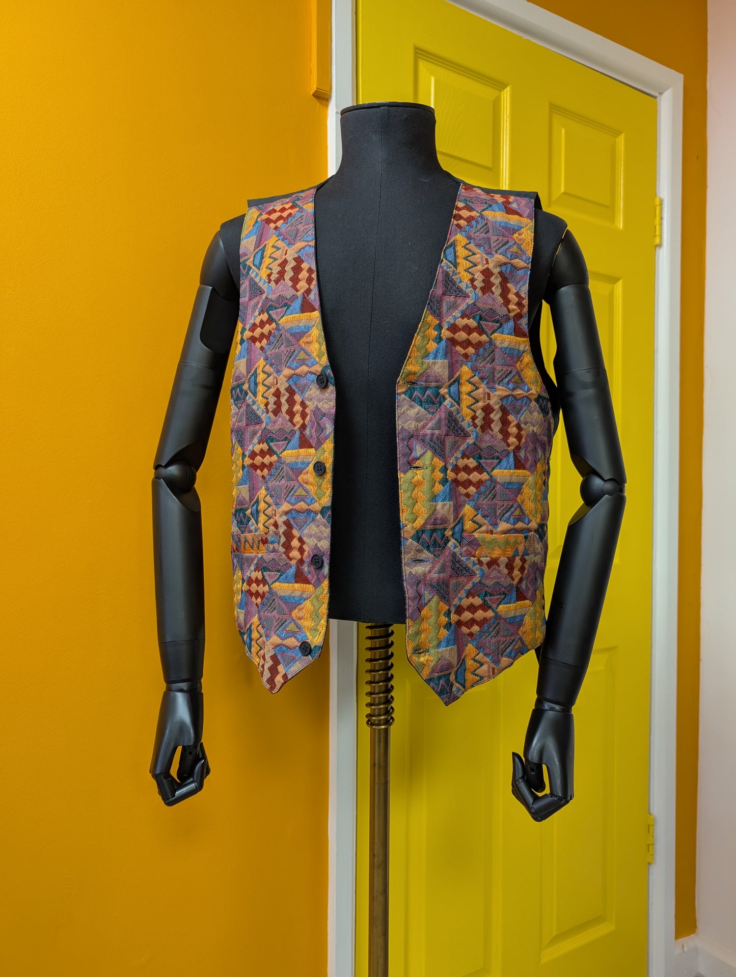 1980s City patterned waistcoat