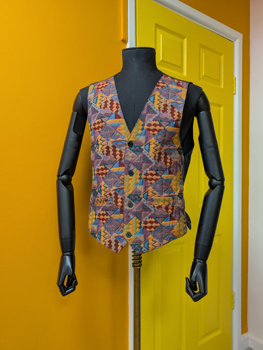 1980s City patterned waistcoat