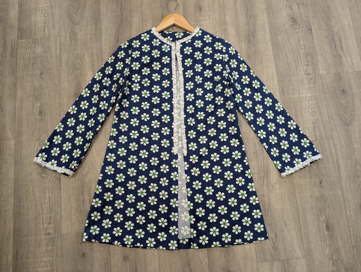 1960s daisy print cotton with lace trim jacket - XS/S