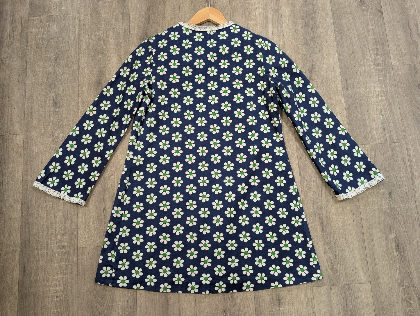 1960s daisy print cotton with lace trim jacket - XS/S