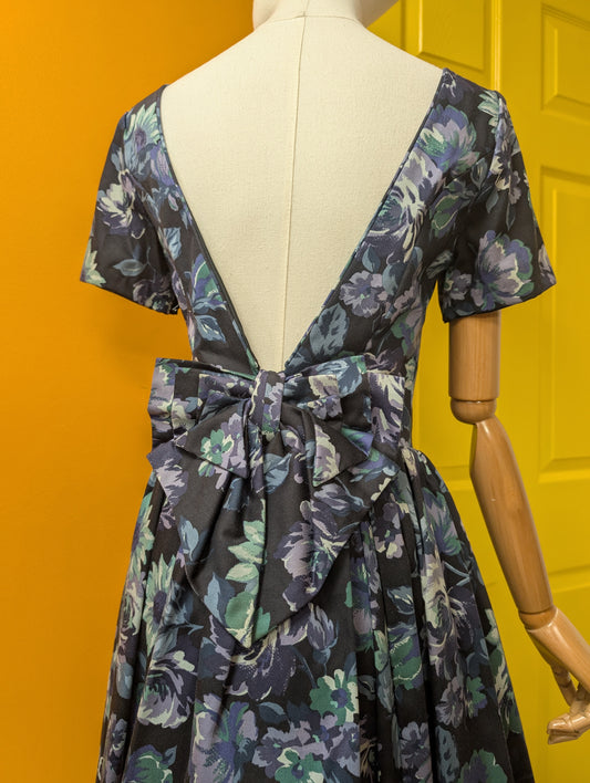 1980s Laura Ashley bow back floral dress - S/8/10
