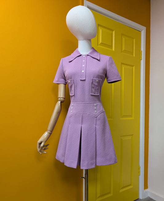60s/70s lilac mini dress - S/8