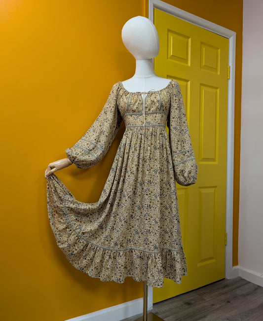 Gorgeous 1970s Clobber Jeff Banks floral peasant dress - S/8