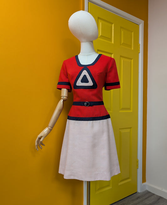 Late 60s Louis Feraud at Rembrandt space age colour block dress - S/8/10