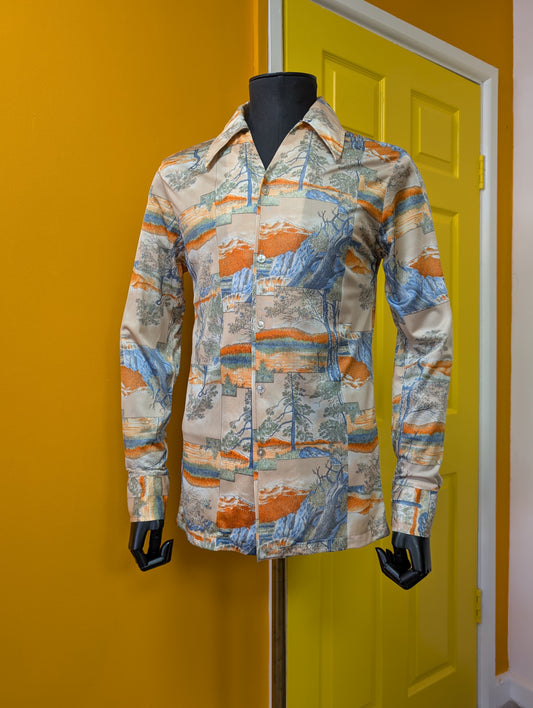 1970s California novelty tree print shirt