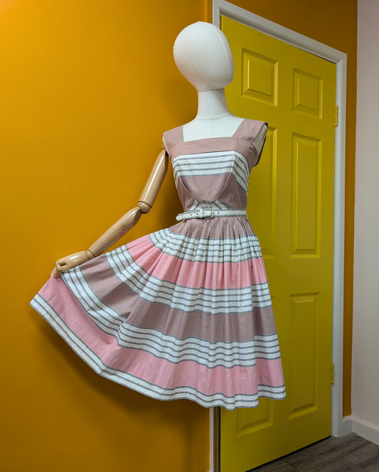 1950s Holyrood cotton dress and belt- XS/6
