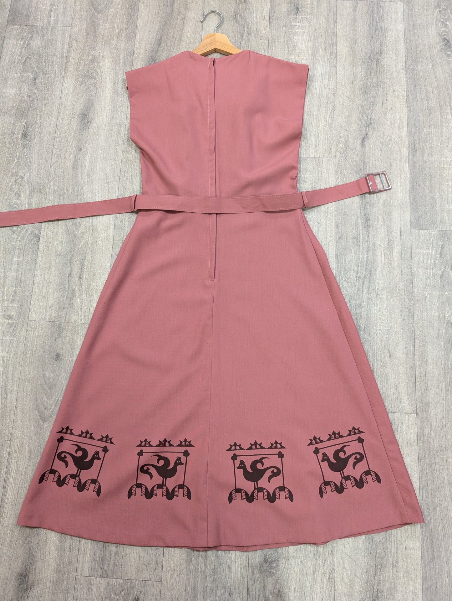 70s/80s dusky pink dress and belt - S/8/10