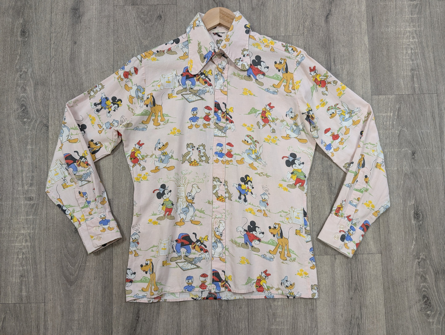 60s/70s Disney print cotton beagle collar shirt