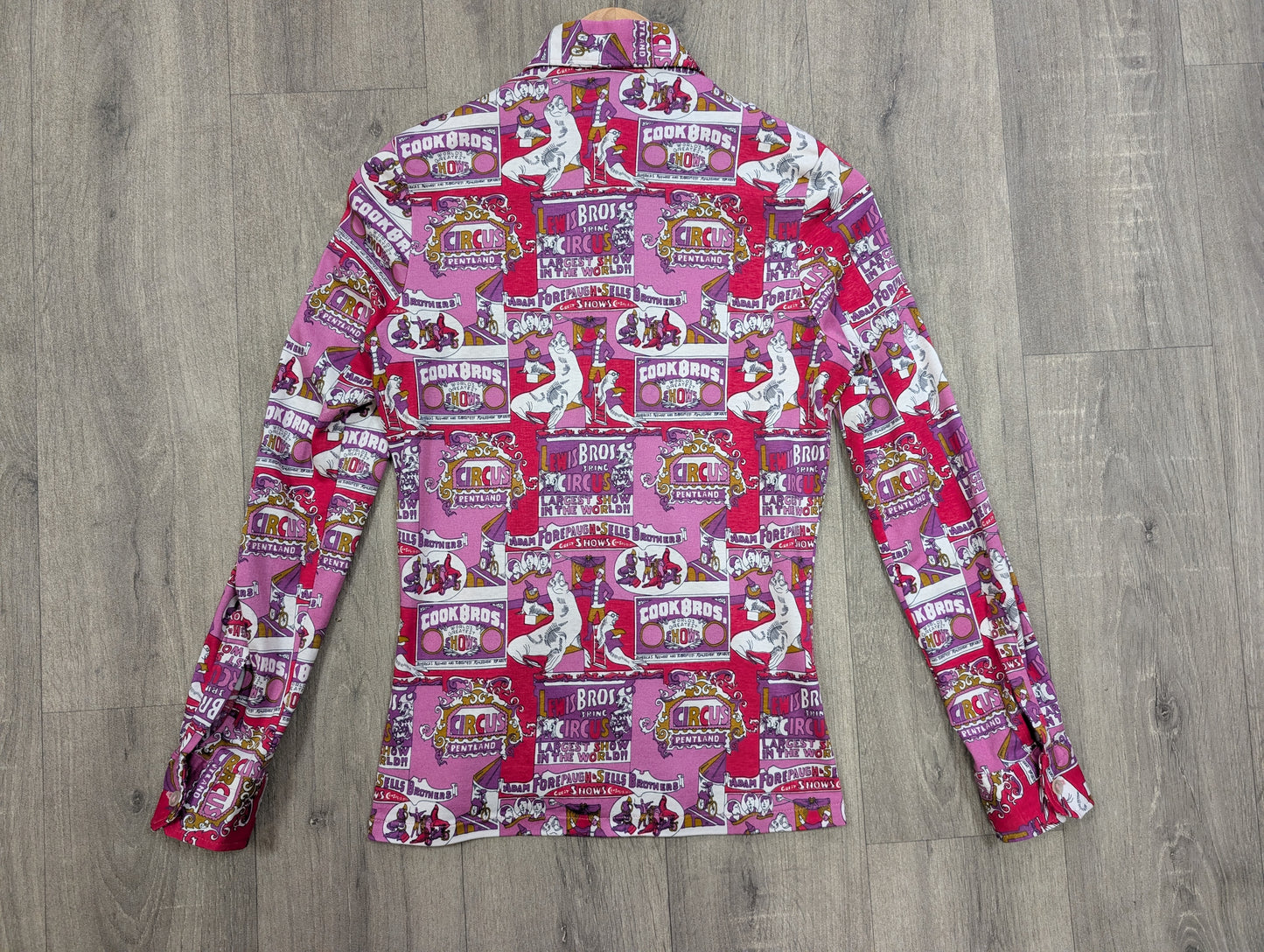 1970s Pringle pink novelty circus print cotton shirt - XS