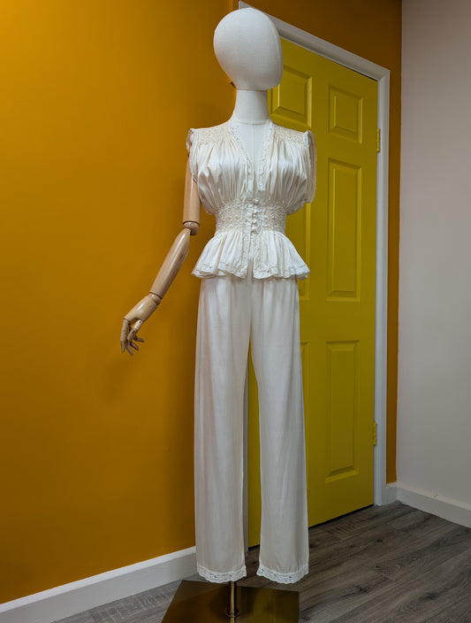 70s/80s Julia Grahame pure silk top and trouser set - XS/S