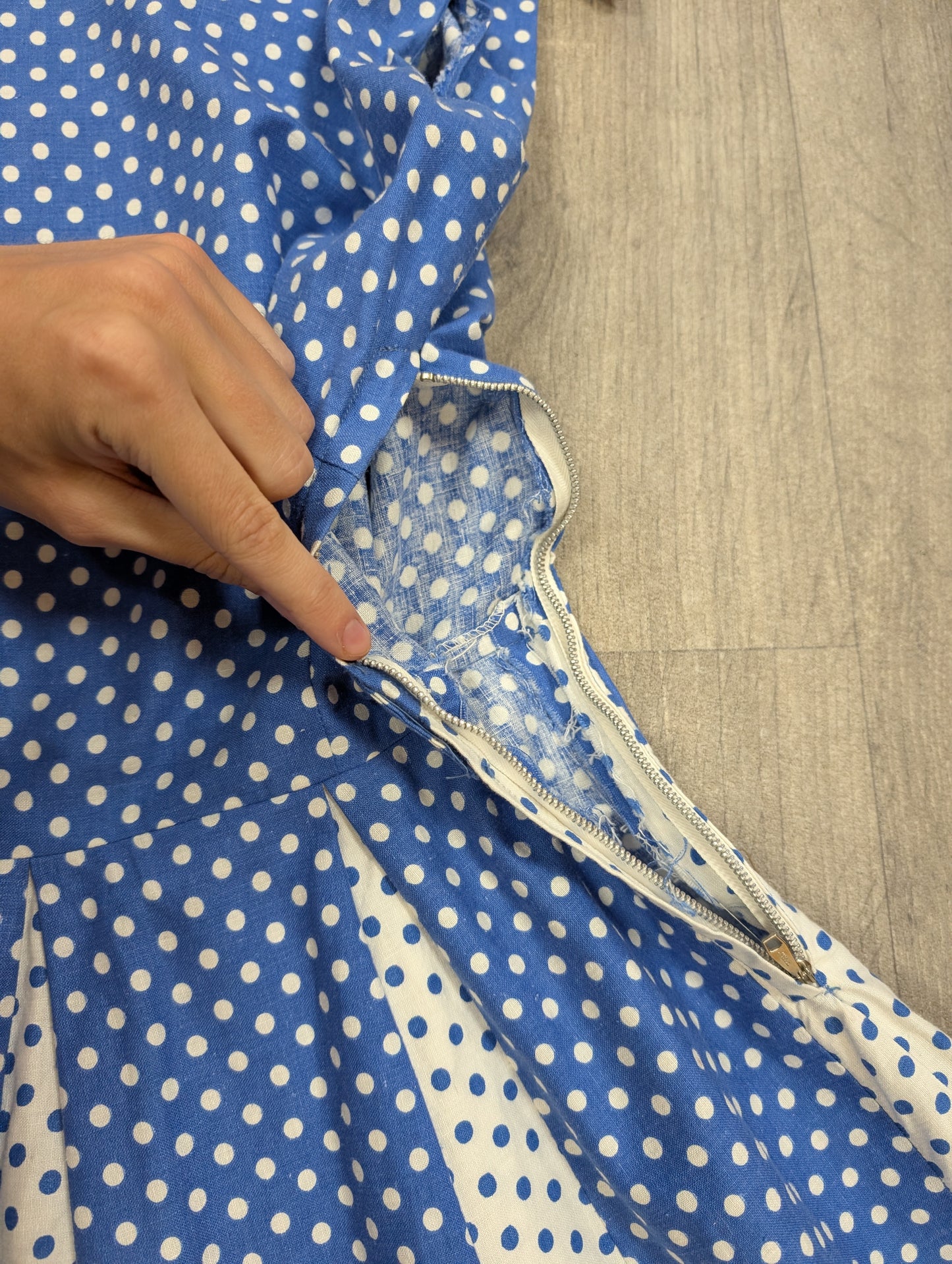 1950s Provawear blue/white polka dot cotton dress - XS/6