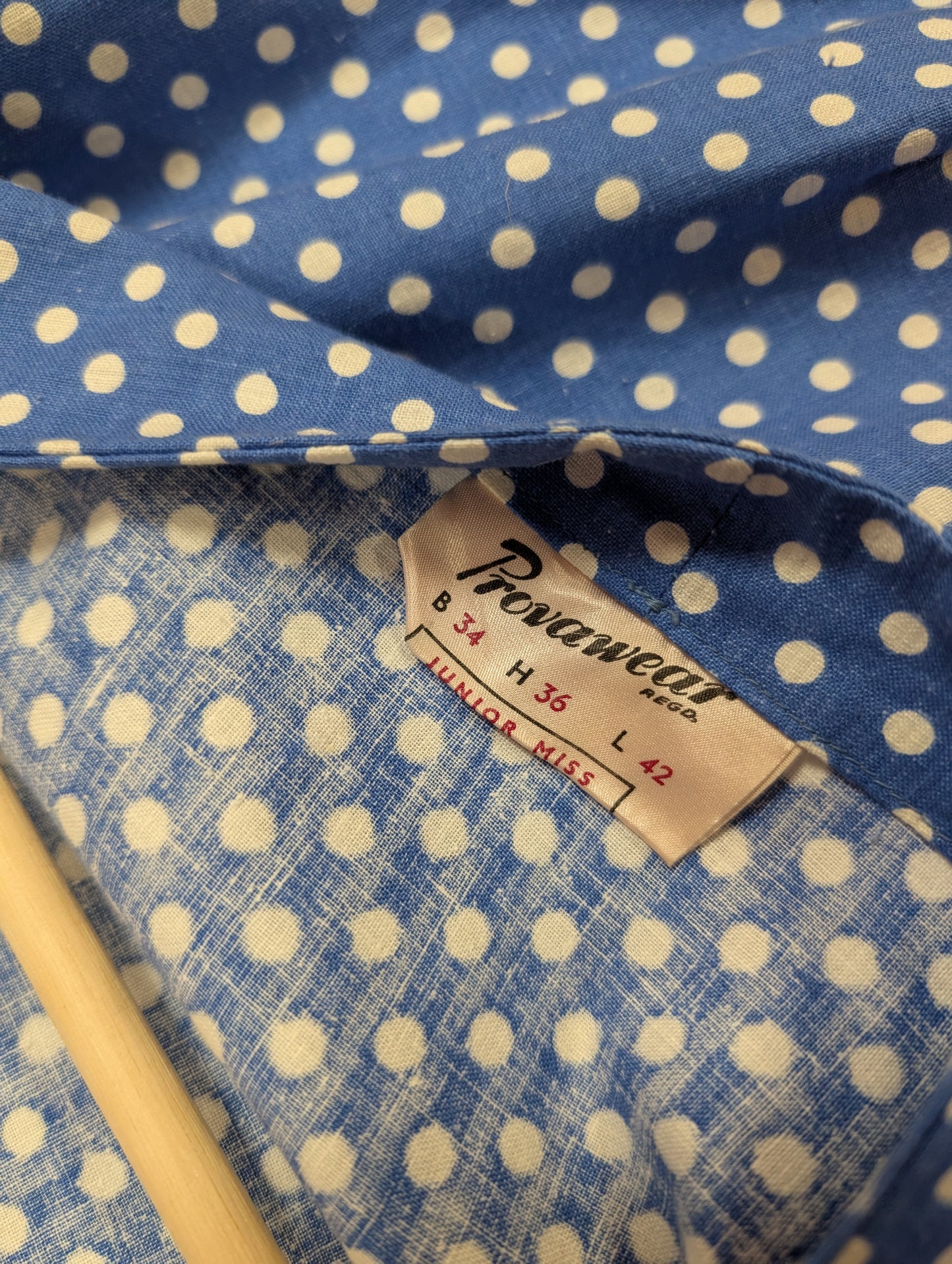 1950s Provawear blue/white polka dot cotton dress - XS/6