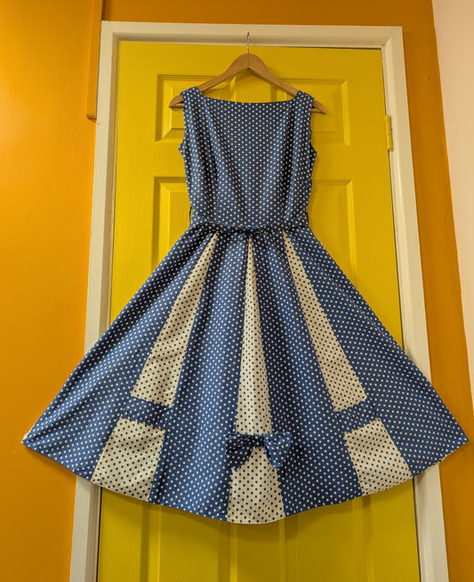 1950s Provawear blue/white polka dot cotton dress - XS/6