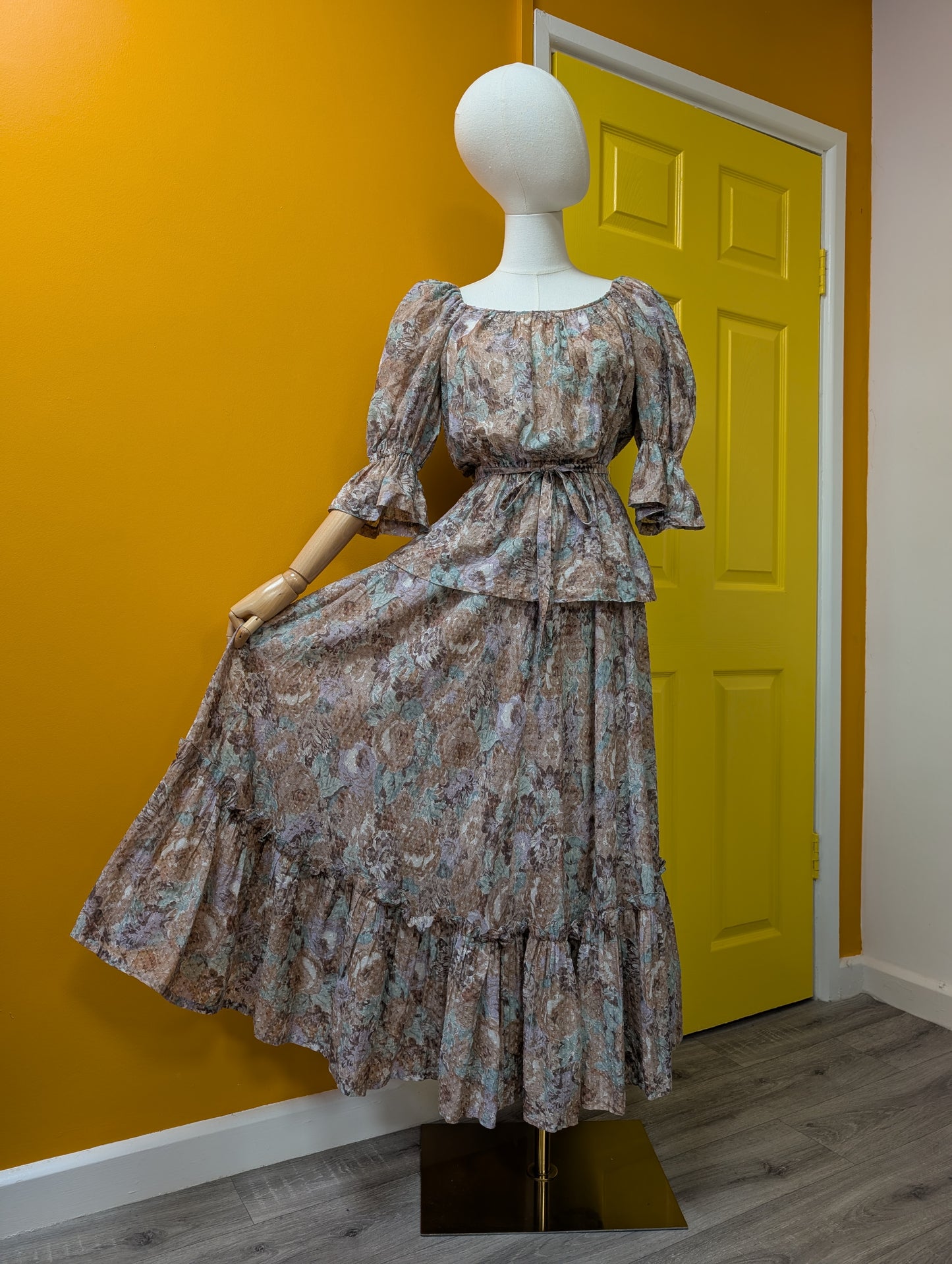 1970s Andre Peters floral blouse and skirt - S/8/10