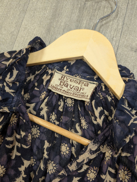 Gorgeous 1970s Ayesha Davar Indian cotton block print blouse - XS/S