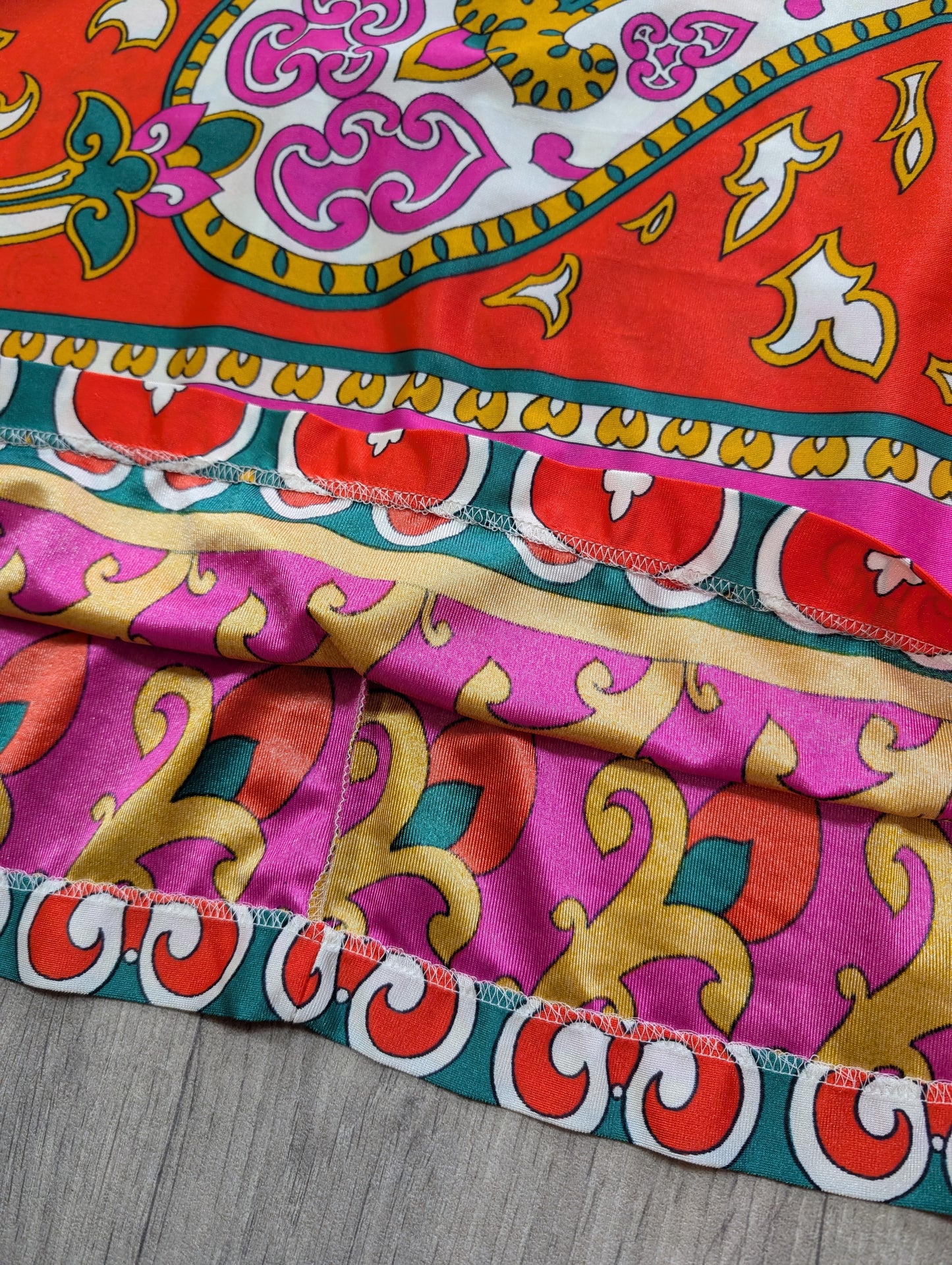 60s/70s psychedelic nylon dress - M/12