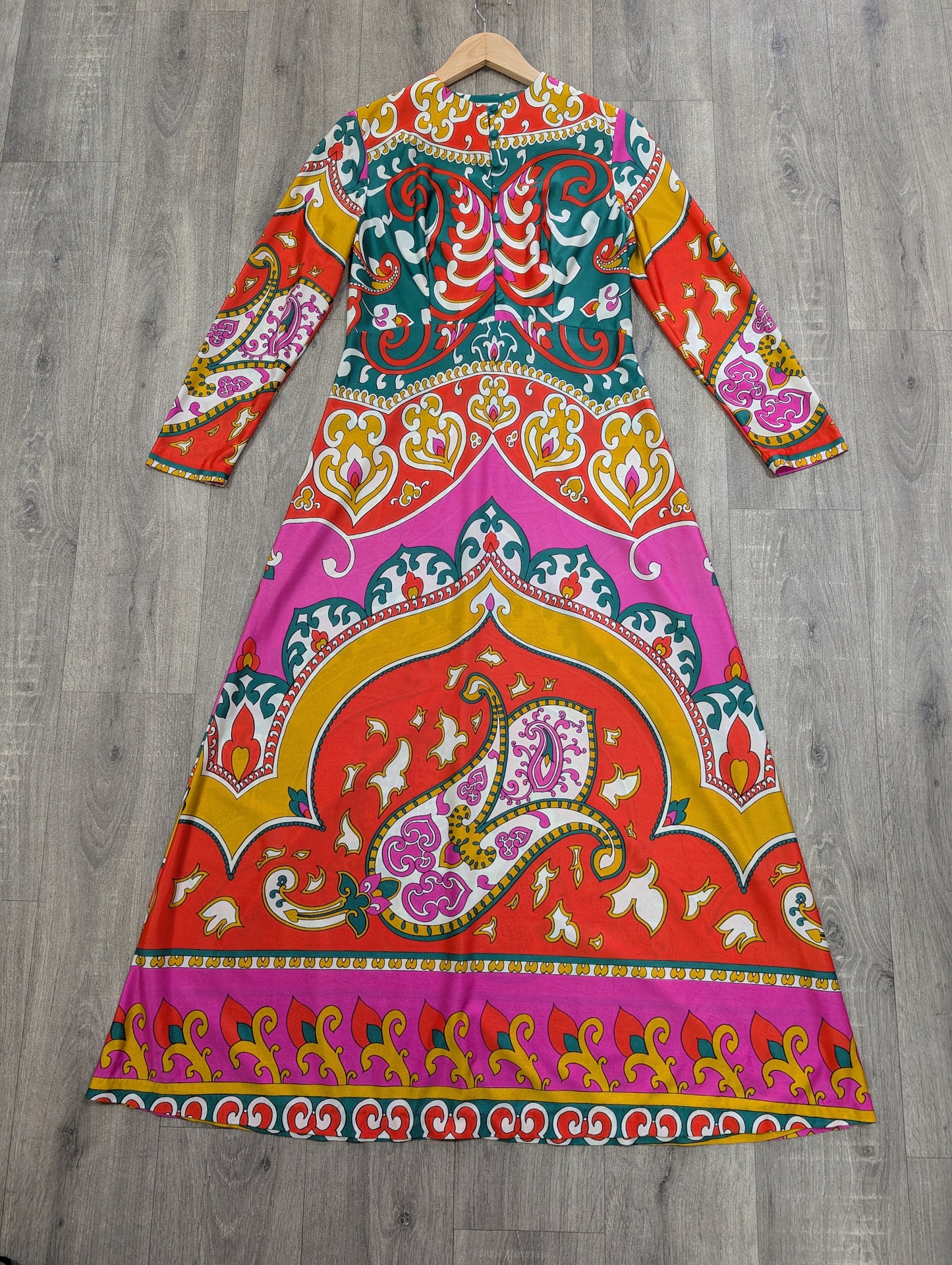 60s/70s psychedelic nylon dress - M/12