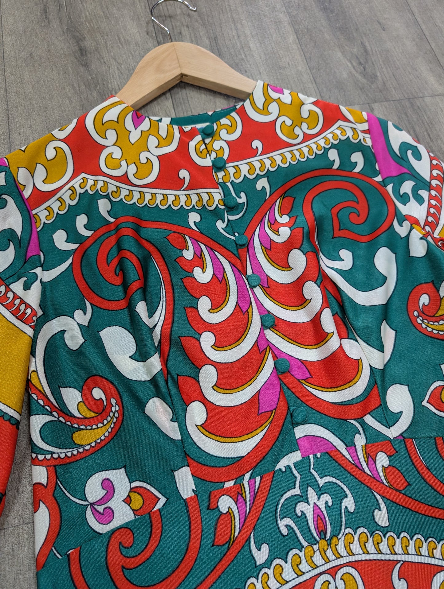 60s/70s psychedelic nylon dress - M/12