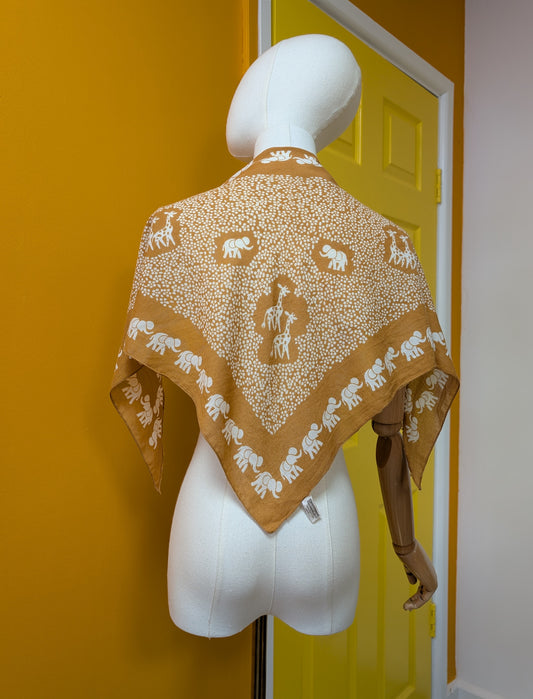 1970s Debenhams cotton safari animal print triangle scarf
